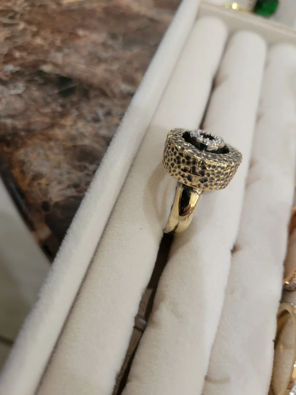 Gold-Tone Teardrop Crystal Statement Ring - Women Jewelry - Picture 3 of 6